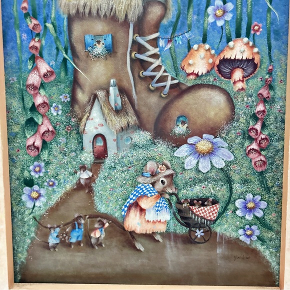 Adorable Old Woman Who Lived In a Shoe Nursery Rhyme Painting - Picture 4 of 13